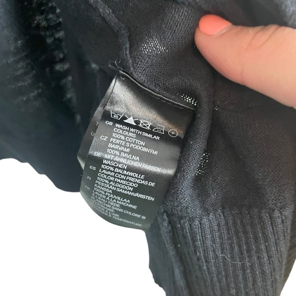 H&M Divided Black Open Front Longline Cardigan 100% Cotton Women’s Size 12 - Picture 6 of 7